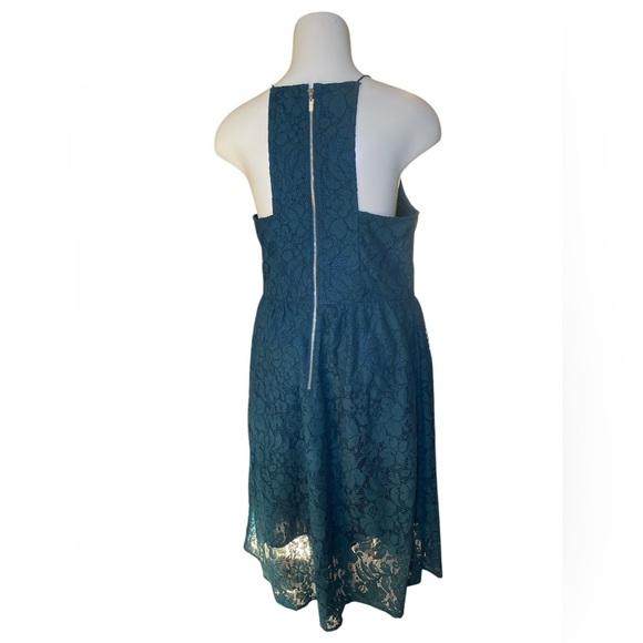 Kensie teal fit and flare mid dress sz M - Picture 2 of 8